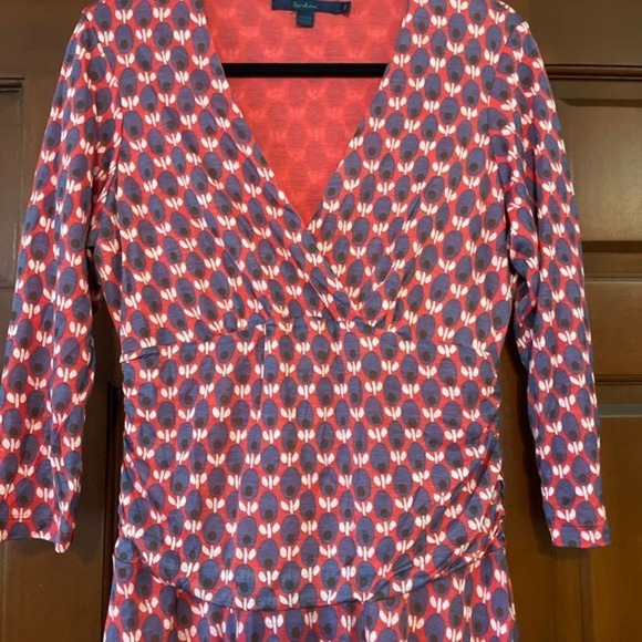 Boden v neck 3/4 sleeve midi dress Olive pattern - Picture 6 of 6